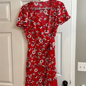 Floral Red Wrap Dress